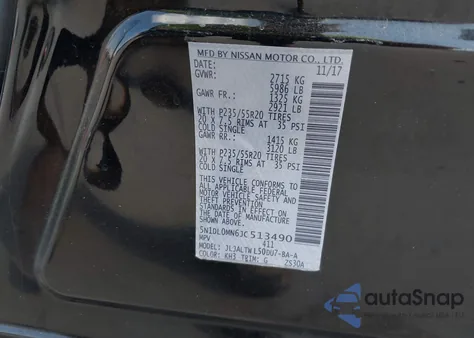 2018 Infiniti Qx60 from USA, damaged, VIN 5N1DL0MN6JC513490